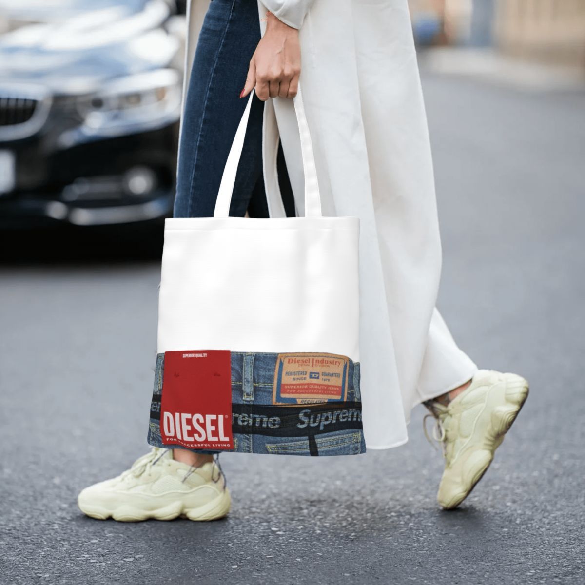 DIESEL X SUPREME JEAN TOTE BAG