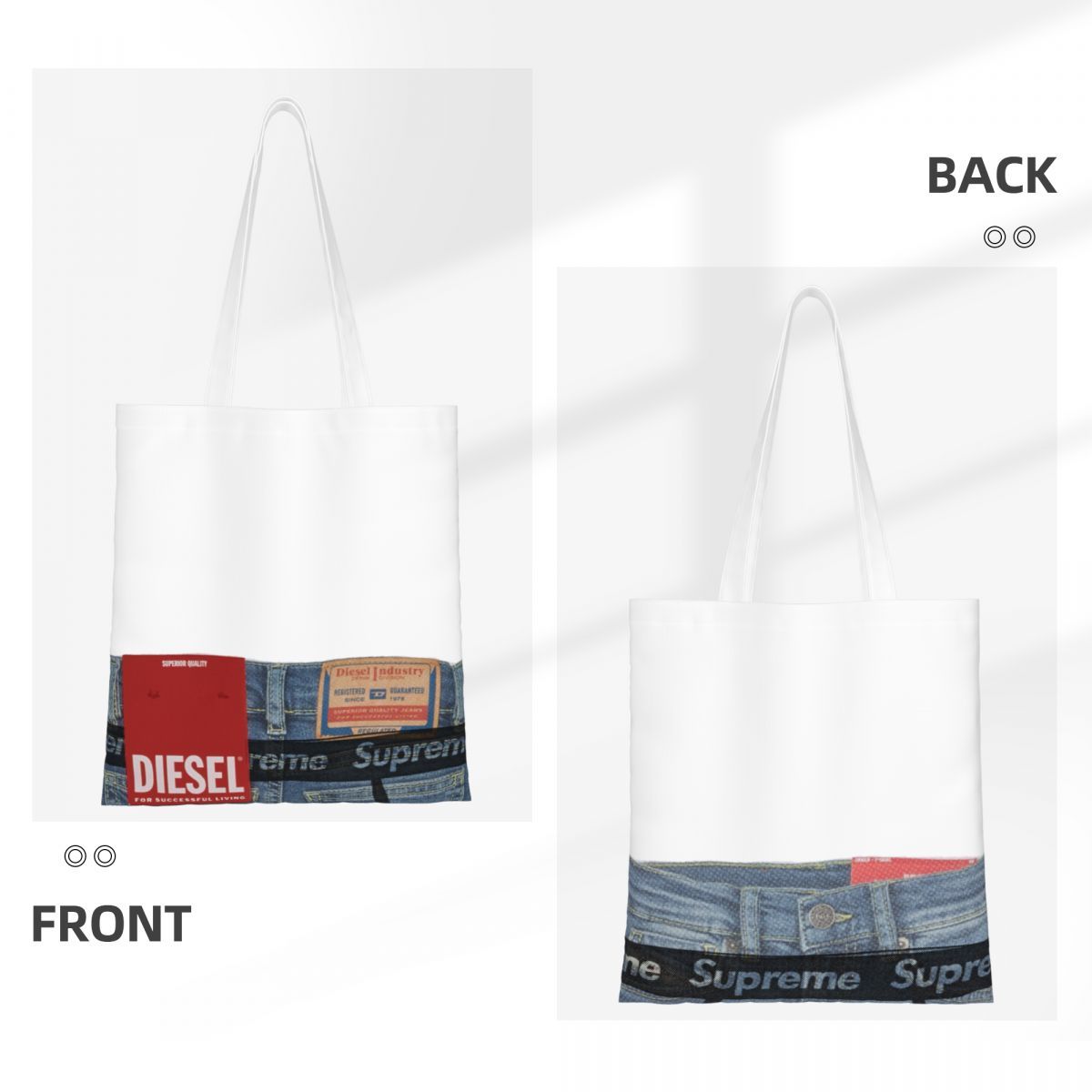 DIESEL X SUPREME JEAN TOTE BAG